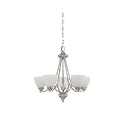 Sunset Preston 5-Light Chandelier Ceiling Lamp, Bright Satin Nickel F16085-80