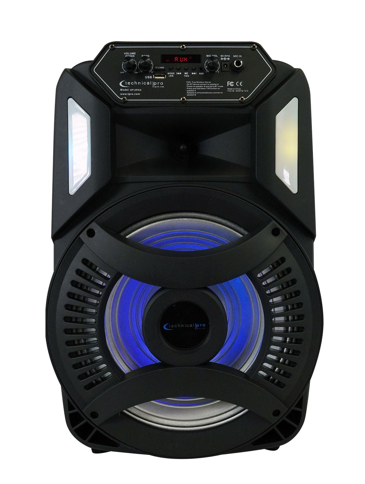 Technical Pro Rechargeable 12" Bluetooth LED Speaker with USB / TF Card Inputs XP12PKG