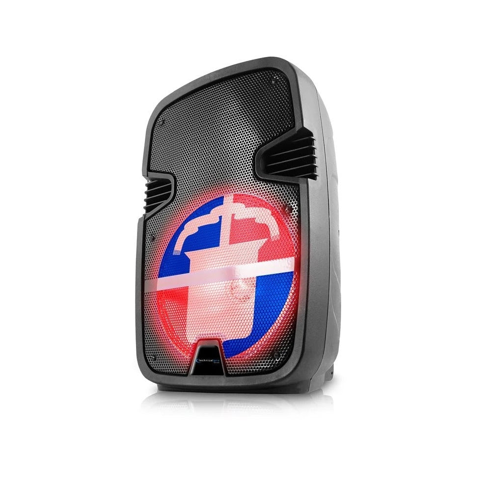 Technical Pro FLAG12MX 12-Inch Rechargeable Bluetooth Party Speaker with Mexican Flag Design