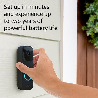 Blink Smart Wi-Fi Video Doorbell Wired/Battery Operated with Sync Module 2 - Black