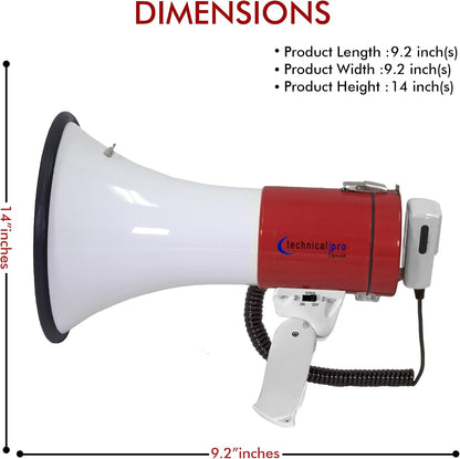 Technical Pro Portable 75-Watts 800M-1000M Range Megaphone Bullhorn Speaker