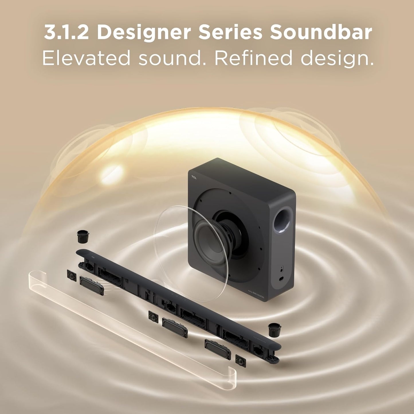 TCL - A65K 3.1.2 Channel Designer Series Sound Bar System with Wireless Subwoofer - Black