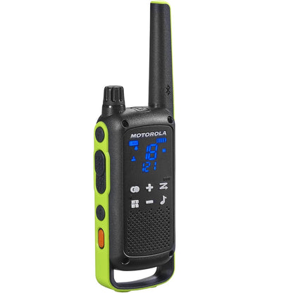 Motorola Solutions T803 Waterproof IP54 Two Way Radio Walkie Talkie 35 mi. Bluetooth w/Charging Dock 2-Pack Lime Green