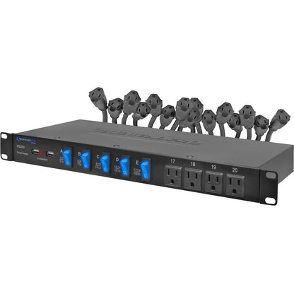 Technical Pro PS20S 20-Outlet Rackmount Power Supply with USB