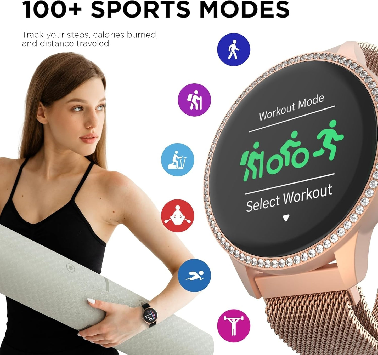 iTouch Sport 4 Unisex Adult Multi-Function Rose Goldtone Smart Watch TP4E02-C29