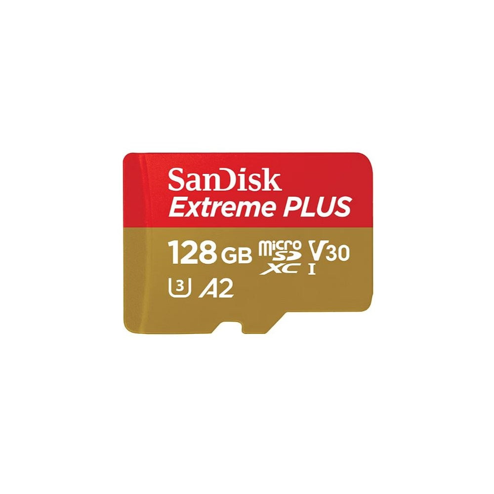 SanDisk Extreme PLUS microSDXC UHS-I card, 128GB, with A2 Performance SDSQXBD-128G-AJLMA