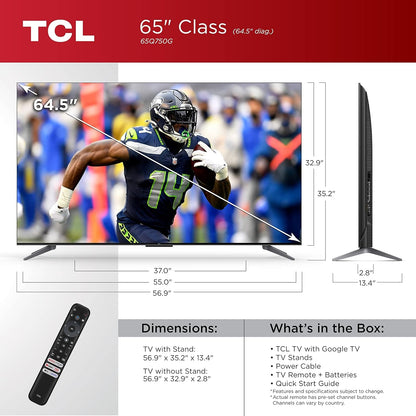 TCL 65" Class Q7 Series QLED 4K UHD HDR Smart TV with Google TV (2023) 65Q750G