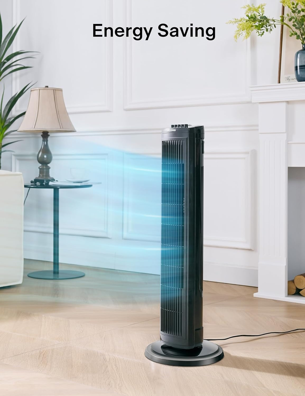 PELONIS 30 Inch Oscillating Tower Fan with 3 Speed Settings and Auto-off Timer, Standing Fan Black PFT28A2BBB