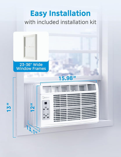 Midea 6,000 BTU (DOE) 115 Volts Window Air Conditioner Cools 250 sq. ft. with Remote in White MAW06R1CWT