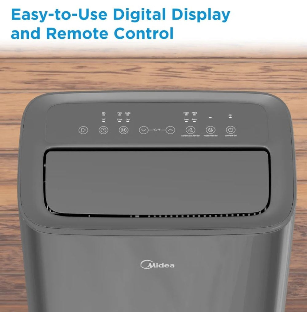 Midea 10,000 BTU DOE Smart Portable Air Conditioner with Heat, for spaces up to 450 sq. ft. MAP10HS1XWGR-T