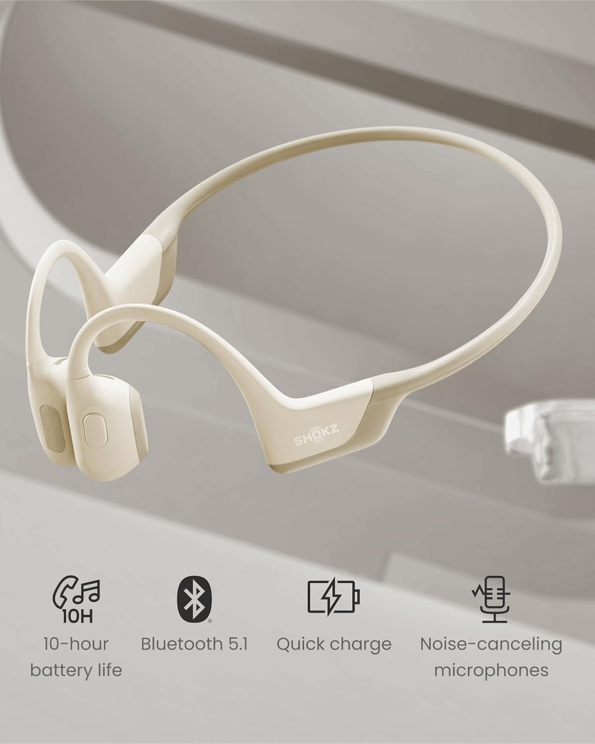 Shokz OpenRun Pro Mini Premium Bone Conduction Open-Ear Sport Headphones Beige S811-MN-BG-US