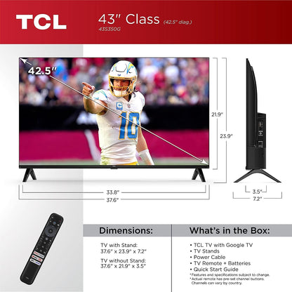 TCL 43" Class S3 S-Class LED HDR10 1080p Full HD Smart TV with Google TV, Voice Remote, Chromecast Built-in, Game Mode - 43S350G