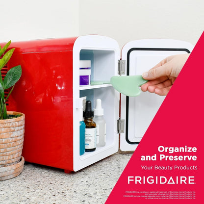 Frigidaire Portable Retro 6-can/4L Mini Fridge EFMIS129-RED, Includes 110V home power cord & 12V DC car adapter