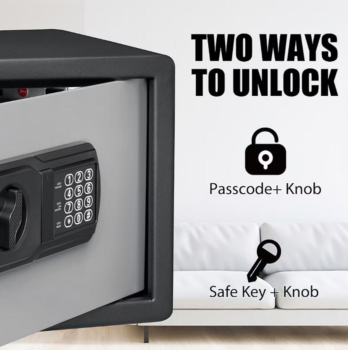 Fortress Personal Safe Electronic Lock Rounded Edges 2 Tone Black/Gray 44E20BG