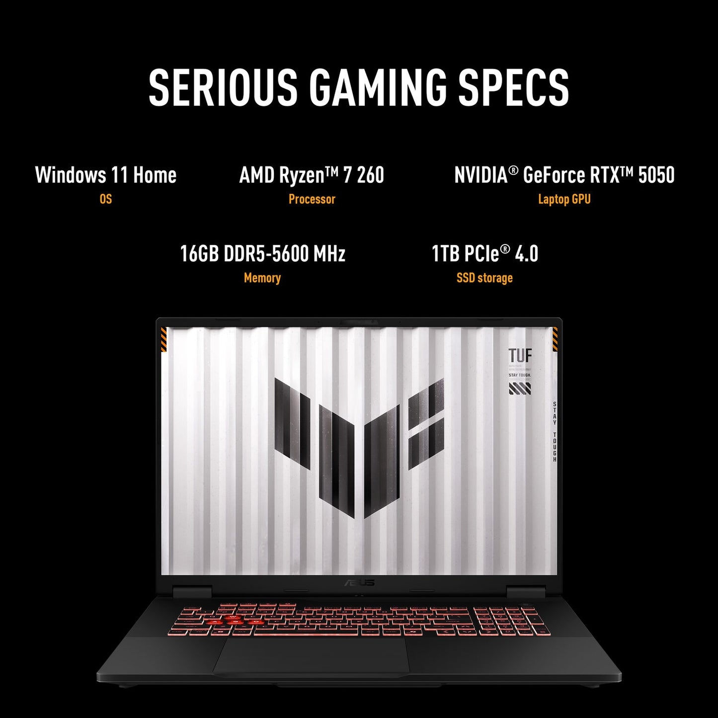 ASUS TUF Gaming A18 18" FHD+ 144Hz Gaming Laptop AMD Ryzen 7 with 16GB/1TB SSD Jaeger Gray FA808UH-RS74