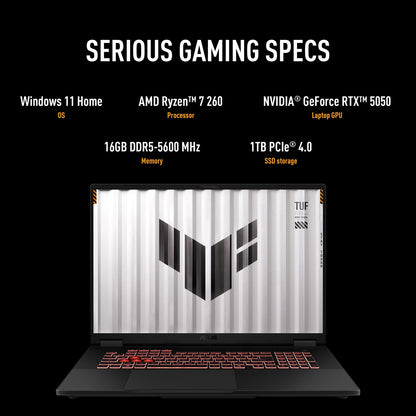 ASUS TUF Gaming A18 18" FHD+ 144Hz Gaming Laptop AMD Ryzen 7 with 16GB/1TB SSD Jaeger Gray FA808UH-RS74