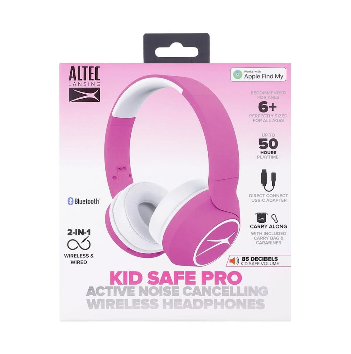 Altec Lansing Kid Safe Pro ANC Headphones Pink/White MZX4515T-PNKWO