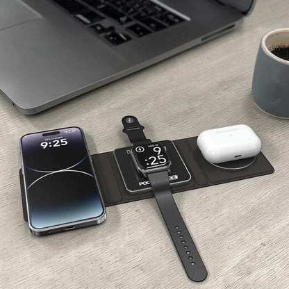 Pocket Juice 3-in-1 Wireless Folding Power Pad 15W for Qi‑enabled Devices