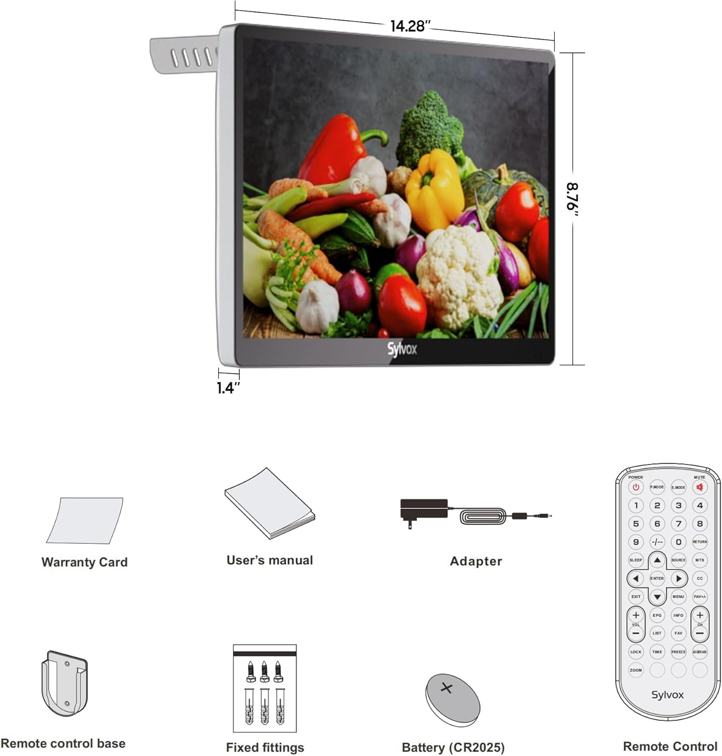 Sylvox KT16KOCNVA 15.6" 1080p LED Under-Cabinet Flip-Down Kitchen TV