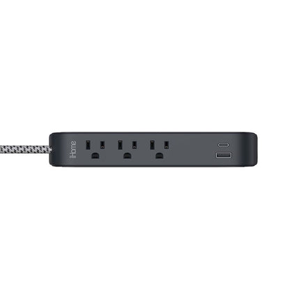 iHome Power Strip with USB and Cord Black 2IHAC2268B0L2