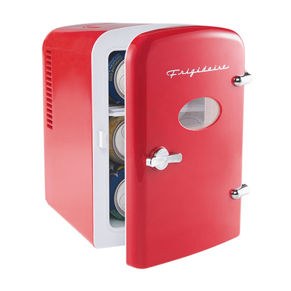 Frigidaire EFMIS129 Mini Portable Compact Personal Fridge Cools & Heats, 4 Liter Capacity Chills Six 12 oz Cans, 100% Freon-Free & Eco Friendly, Includes Plugs for Home Outlet & 12V Car Charger-Red (Renewed)