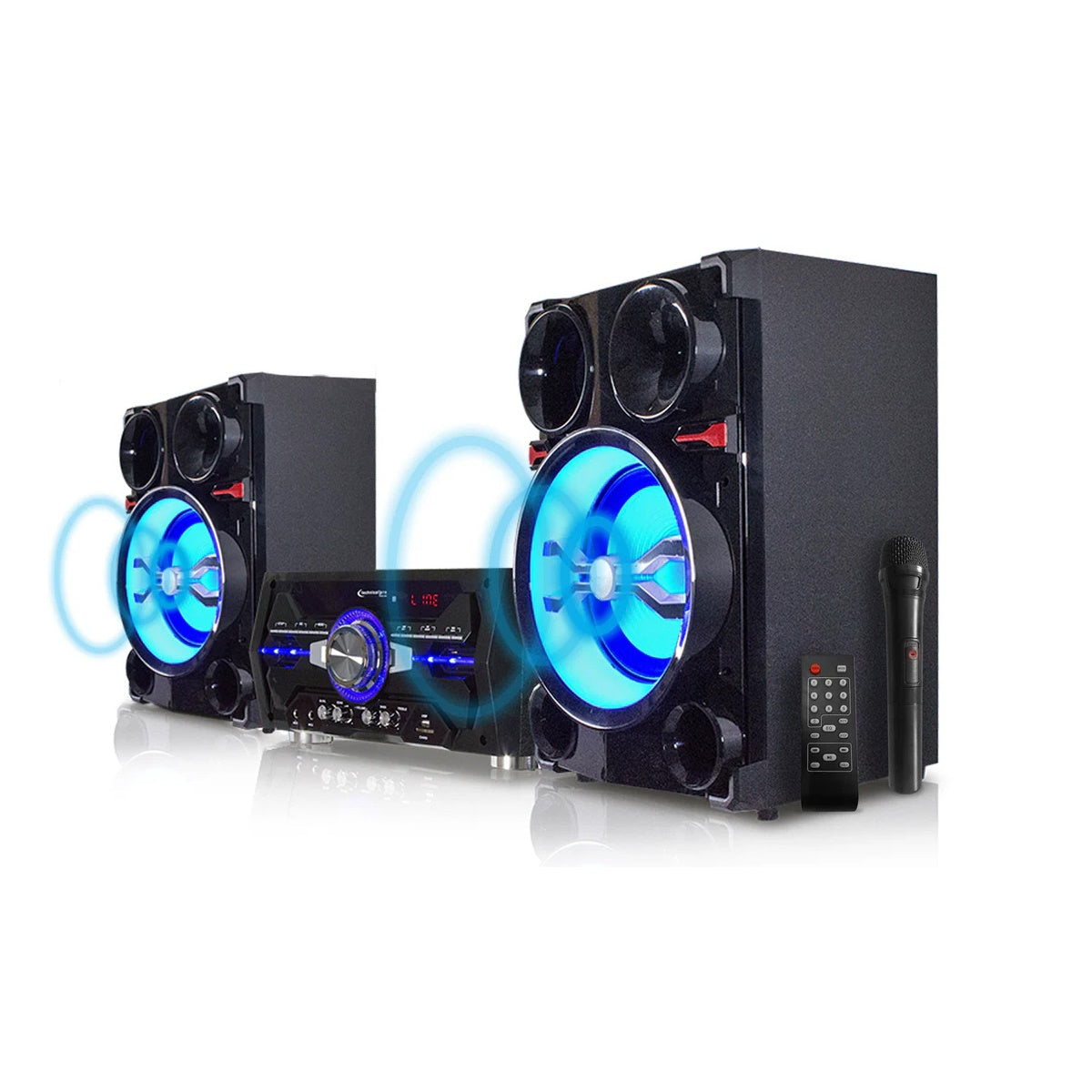 Technical Pro 10" Bluetooth LED Home Entertainment Speaker System with Wireless Microphone