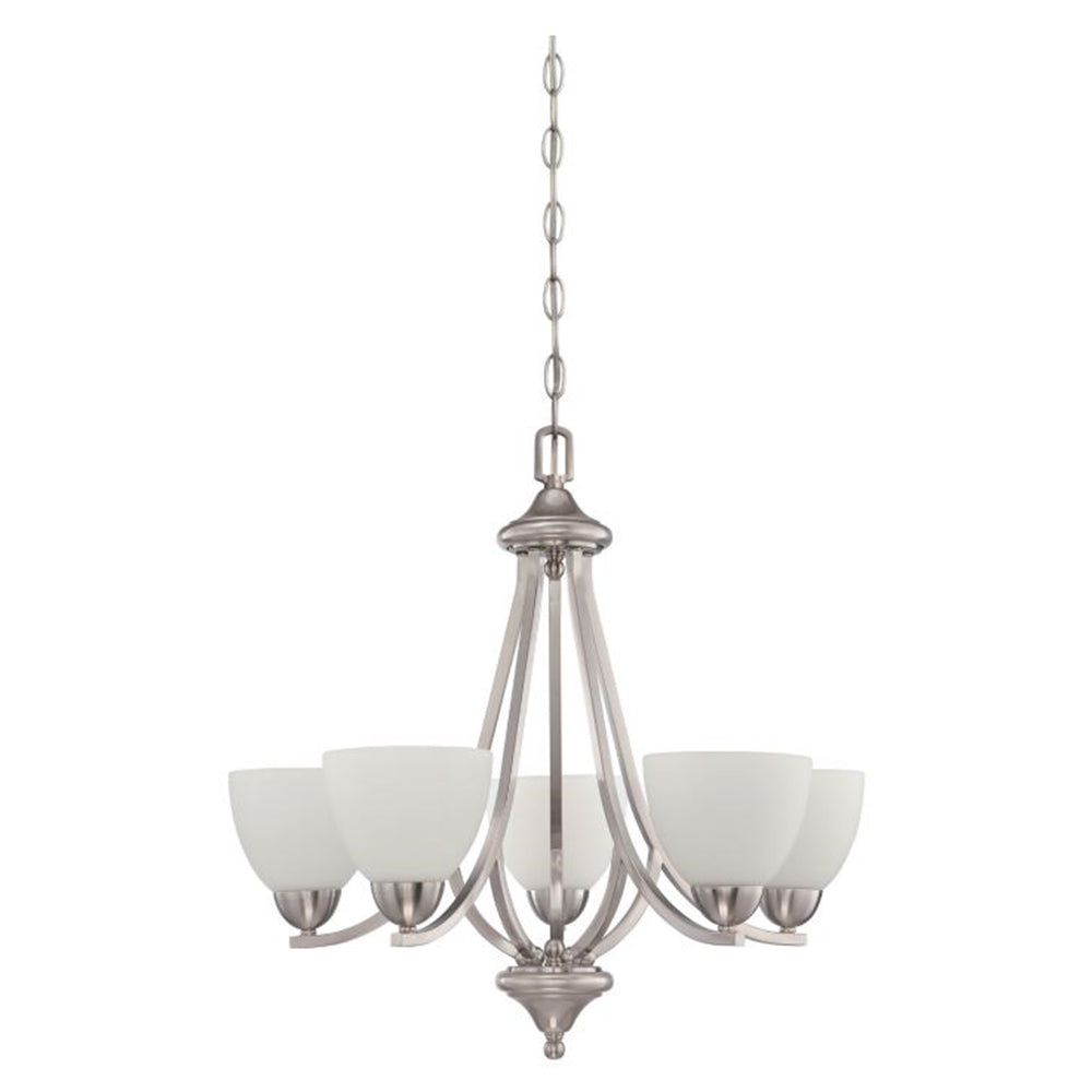 Sunset Preston 5-Light Chandelier Ceiling Lamp, Bright Satin Nickel F16085-80