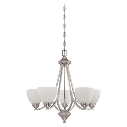 Sunset Preston 5-Light Chandelier Ceiling Lamp, Bright Satin Nickel F16085-80