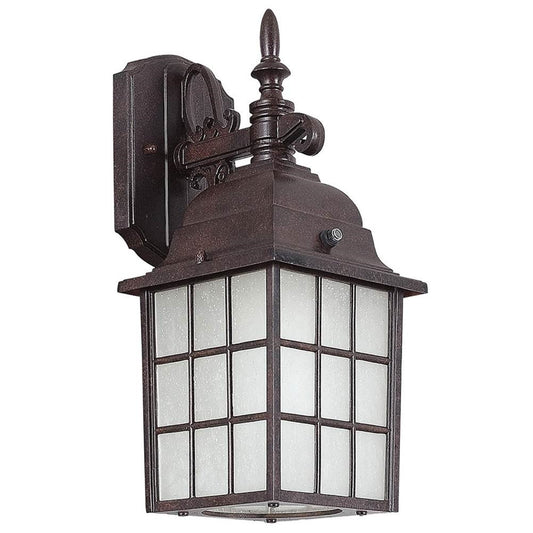 Sunset Lighting F7918-62 Outdoor Wall Sconce with Textured Frosted Glass, Rubbed Bronze Finish