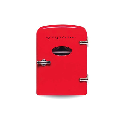 Frigidaire Mini Portable Compact Personal Fridge, 4 Liter Capacity, 6 Cans, Freon-Free & Eco Friendly, Includes Home Plug & 12V Car Charger, Red (Renewed)