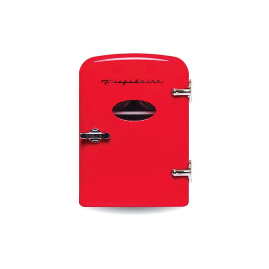 Frigidaire Mini Portable Compact Personal Fridge, 4 Liter Capacity, 6 Cans, Freon-Free & Eco Friendly, Includes Home Plug & 12V Car Charger, Red (Renewed)