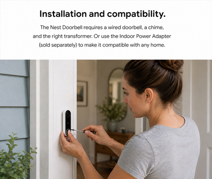 Google Nest Doorbell (Wired) Smart Wi-Fi Video Doorbell - Black NC5100US