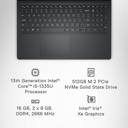Dell Inspiron 3530 Laptop, 15.6" FHD Touch Display, Intel Core i5-1335U, 16GB/ 512GB SSD, Win 11 Home i3530-5067BLK Black