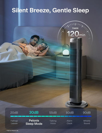 PELONIS 30 Inch Oscillating Tower Fan with 3 Speed Settings and Auto-off Timer, Standing Fan Black PFT28A2BBB