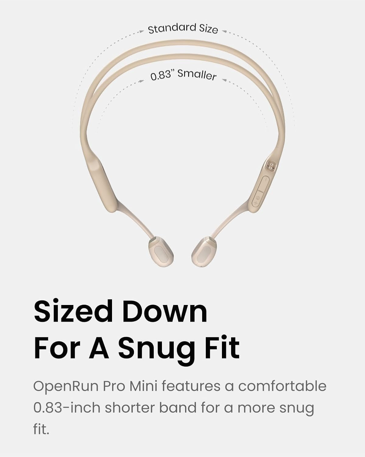 Shokz OpenRun Pro Mini Premium Bone Conduction Open-Ear Sport Headphones Beige S811-MN-BG-US