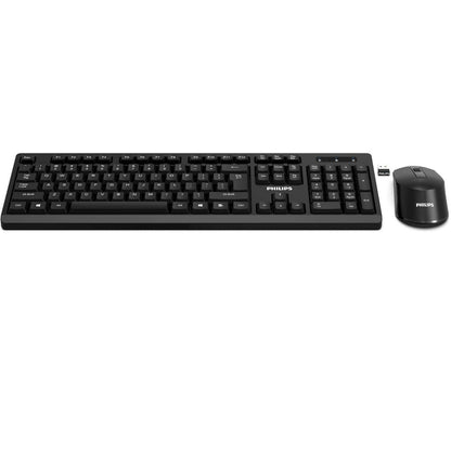 PHILIPS Wireless Keyboard and Mouse Combo | Optimized 2.4GHz Drop-Free Connection | Silent Keyboard & Ambidextrous Mouse SPT6354