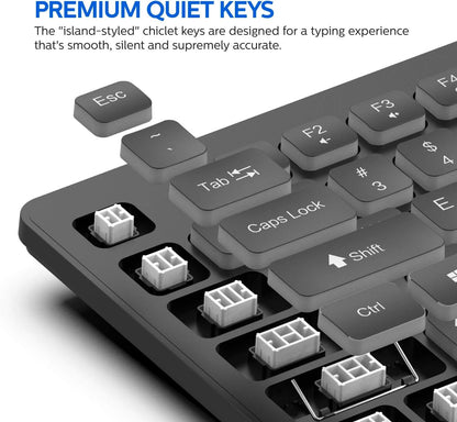PHILIPS Compact Wired Keyboard | Ultra-Slim Low-Profile Chiclet PC Keyboard SPK8264