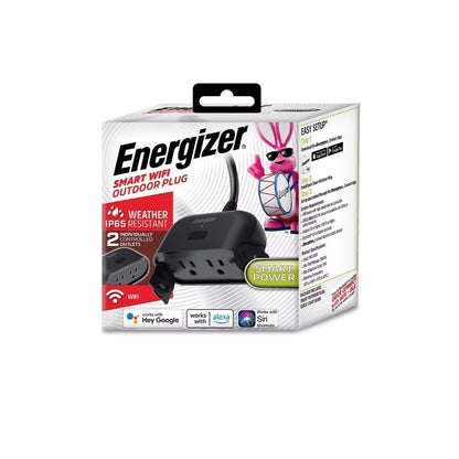 Energizer Connect Smart WiFi Weather Resistant In/Outdoor Plug 2nd Gen EOX3-1002-BLK