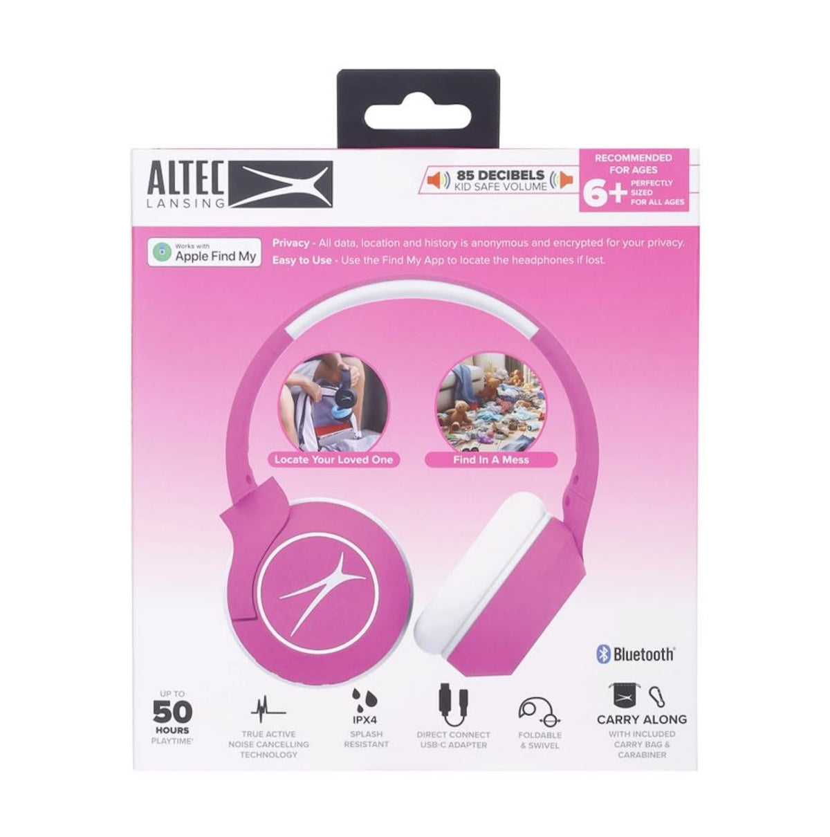Altec Lansing Kid Safe Pro ANC Headphones Pink/White MZX4515T-PNKWO