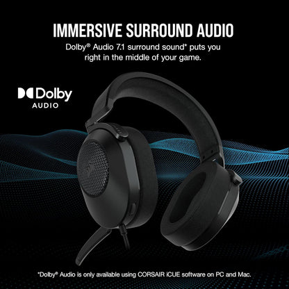 CORSAIR - HS65 SURROUND Wired Gaming Headset for PC, PS5, and PS4 - Black CA-9011270