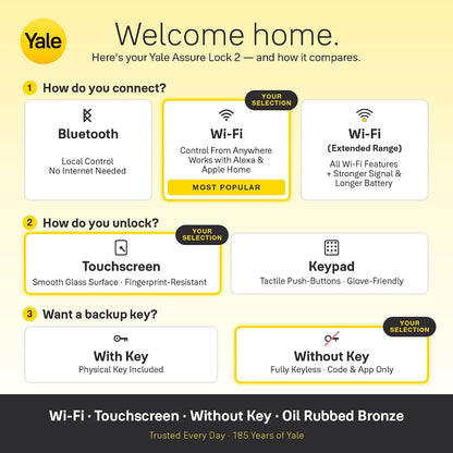 Yale Assure Lock 2 Touch Keypad Deadbolt with Wi-Fi, Oil Rubbed Bronze YRD450-WF1