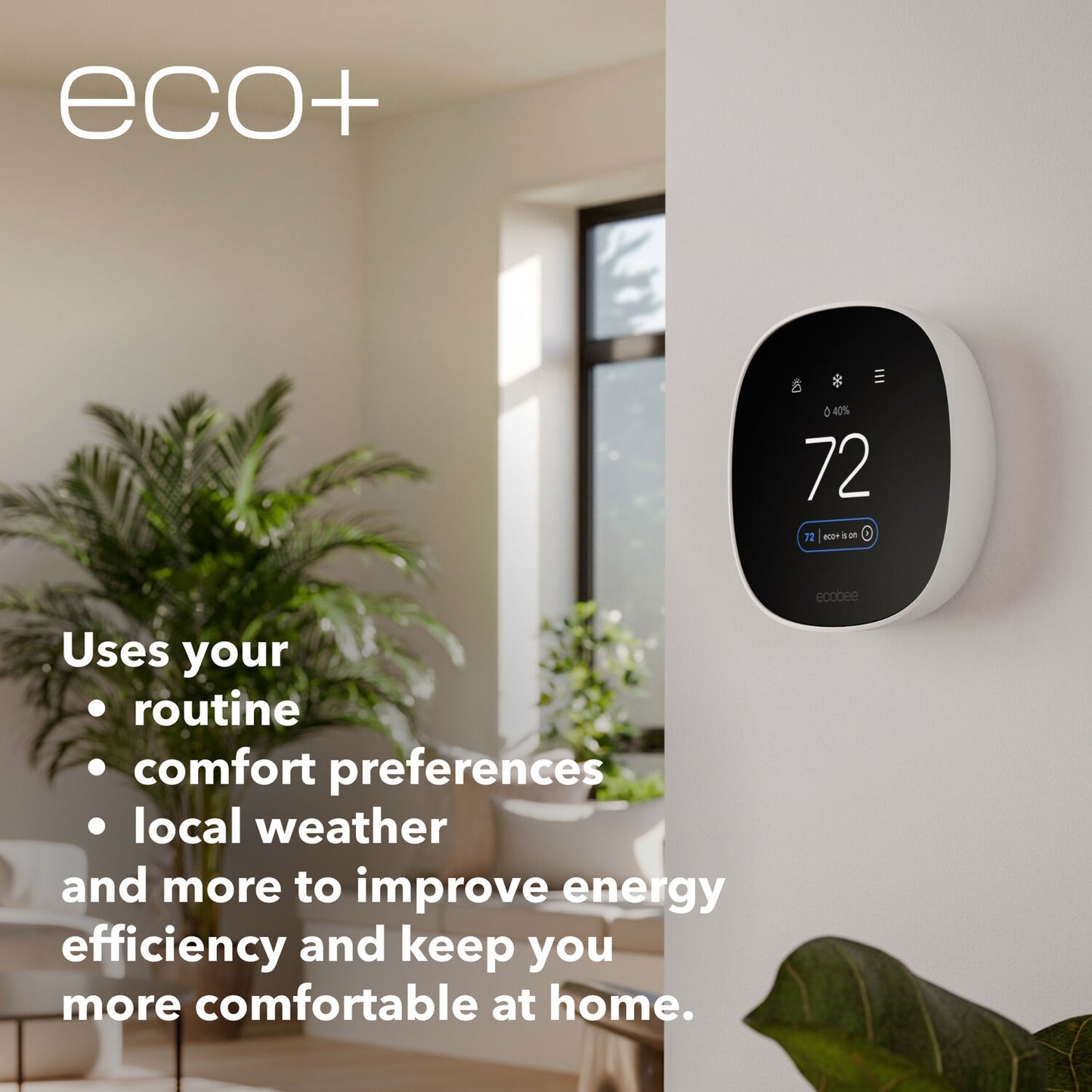 ecobee - Smart Thermostat Essential - Programmable Wi-Fi Thermostat - Works with Siri, Alexa, and Google