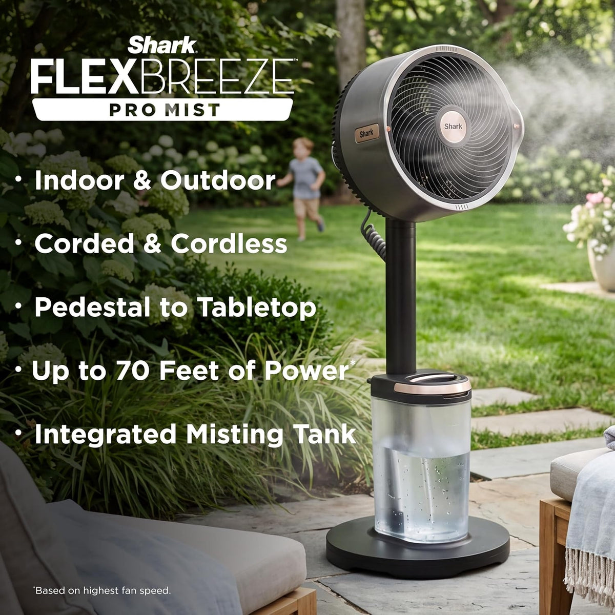 Shark FlexBreeze Pro Mist 2-in-1 Fan with Integrated Mist Charcoal FA302
