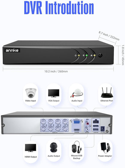 ANNKE 3K Lite 8CH Hybrid 5-in-1 Security Digital Video Recorder, 1TB HDD DW81KN