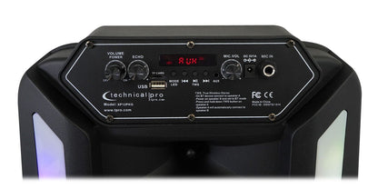 Technical Pro Rechargeable 12" Bluetooth LED Speaker with USB / TF Card Inputs XP12PKG