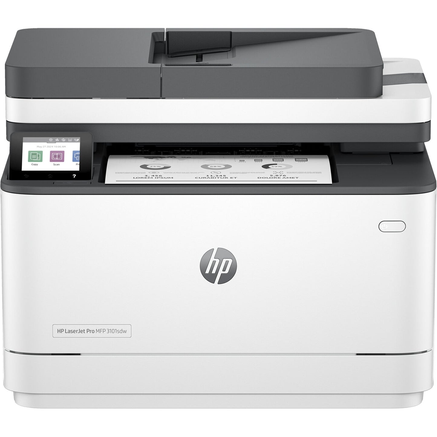 HP - LaserJet Pro MFP 3101sdw Wireless AI-Enabled Black-and-White All-in-One Laser Printer - White