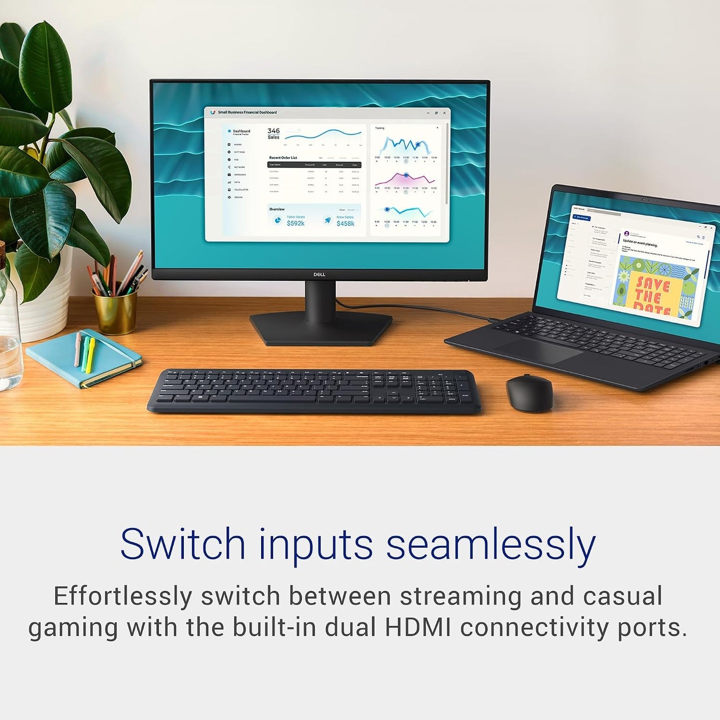 Dell SE2426H 23.8" FHD IPS Monitor – 144Hz, 1ms MPRT, AMD FreeSync, Dual HDMI