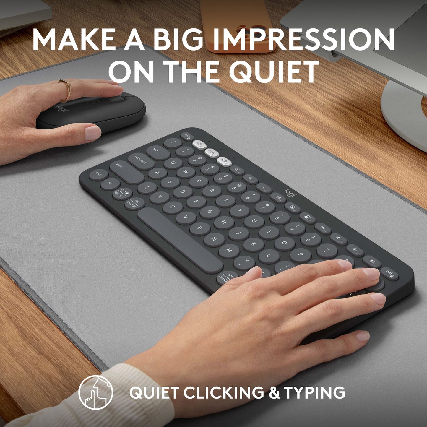 Logitech - Pebble 2 Combo Compact Wireless Scissor Keyboard and Mouse Bundle Graphite 920-012061