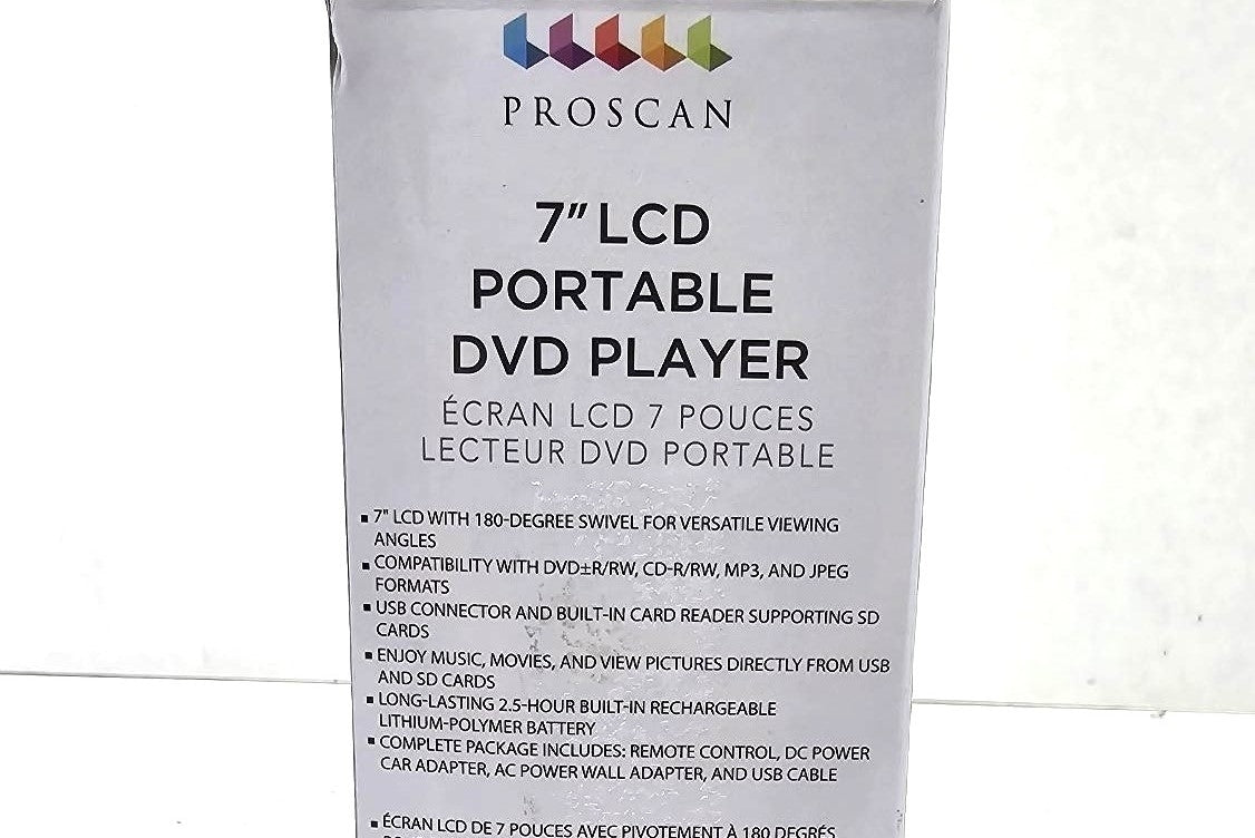 Proscan Elite Portable 7" Swivel Screen DVD Player SD Card 2.5 Battery PEDVD7060