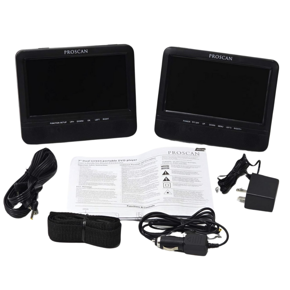 Proscan 7" Dual Screen Portable CD DVD Player w/ SD Card slot, USB port PDVD7751
